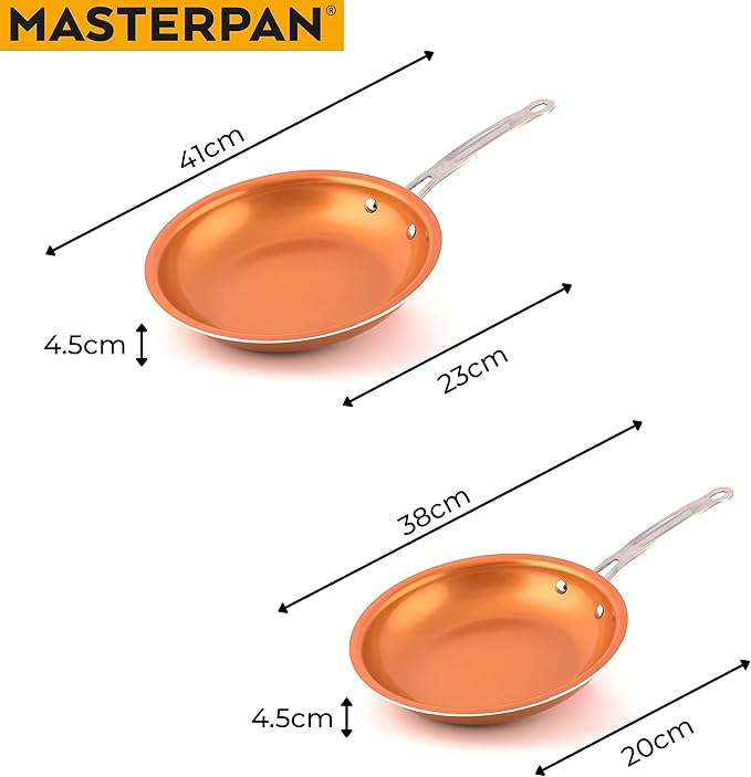 MASTERPAN Copper tone 10 and 12 inch Non-Stick Ceramic Frying Pans 2-Pack