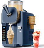 2-in-1 Slush and Ice Cream Maker - 6 Modes for Smoothies, Milkshakes, Cocktails, Margaritas, and Ice Cream, Double-Layer Tank, Ice Cream Cone Holder, Self-Cleaning - Perfect for Home Use