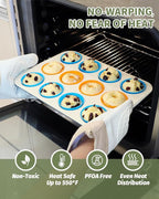 Ceramic Nonstick Baking Pans Set, Non Toxic 33 PCS Stackable Bakeware Sets, 550°F Oven Safe Baking Sheet & Pans, Warp-Free, Dishwasher Safe, PTFE/PFOA/PFOS-Free (Blue)