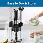 LINKChef 4 in 1 Immersion Blender Handheld, 800W with Titanium Steel Blades, 20 Speeds, Turbo Mode, Scratch-Resistant Stick Hand Blender with Whisk & Food Processor