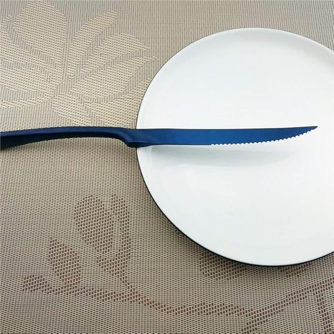 6-Piece Flatware Set,Extra Thick Heavy Duty - 18/10 Stainless Steel Cutlery Sets,High Matte Blue Finish Silverware Flatware Sets Service for 1, Use for Home,Kitchen Utensil Set