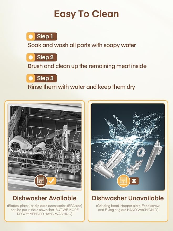 Meat Grinder Heavy Duty - 5 in1 Meat Grinder for Home Use - 3000W Max Powerful - Sausage Stuffer with 3 Stainless Steel Grinding Plates - Size #12 (silver)