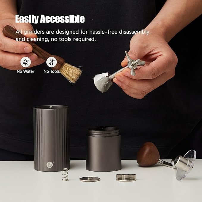 Manual Coffee Bean Grinder, Hand Grinder with 6-Core CNC Stainless Steel Conical Burr,Double Bearing Positioning for Espresso,Pour Over,FrenchPress,Moka,Americano for Office Home Traveling