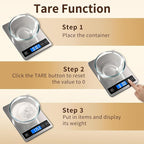 Food Scale, 33lb Digital Kitchen Scale with Stainless Steel & Tempered Glass, USB Rechargeable, 1g / 0.05oz Precise Graduation, Waterproof and Sturdy Surface, for Cooking, Baking, Weight Loss
