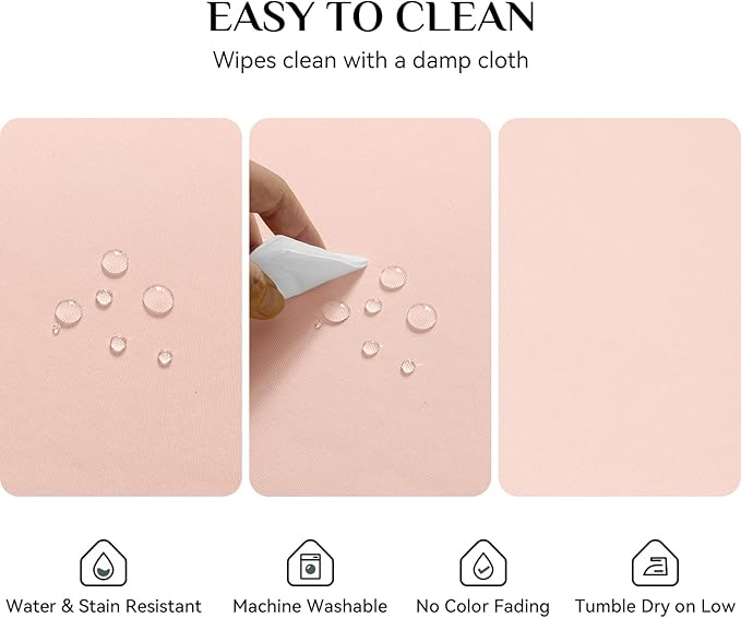 Softalker Rectangle Tablecloth, Waterproof & Stain Resistant Table Cloths Wrinkle Free Fabric Washable 210GSM Polyester Table Cover for Spring/Party/Outdoor - 90 x 132 inch,Pink