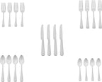 Amazon Basics 20-Piece Stainless Steel Flatware Set with Square Edge, Service for 4, Silver