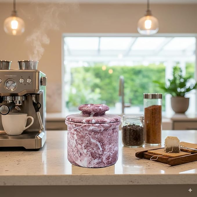 Green Onyx Butter Keeper, Round Marble Butter Dish, 4 inches, 3.5 inch Diameter (Strawberry Pink, 4 Inch)