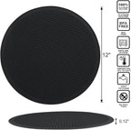 Silicone Microwave Mats, 12" Extra Large Multi-Use Microwave Mat Heat Resistant Silicone Trivet Mat Pot Holders Hot Pads for Kitchen, Silicone Cover Pad for Microwave Oven Hot Pot Pans, Black 2Pack