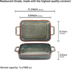 8" x 6" Porcelain Rectangular Casserole Dishes, 2 pieces Baking Dish for Oven, 1 QT Ceramic Lasagna Pans, Oven Safe Bakeware for Kitchen Cooking, Cake, Banquet and Dinner