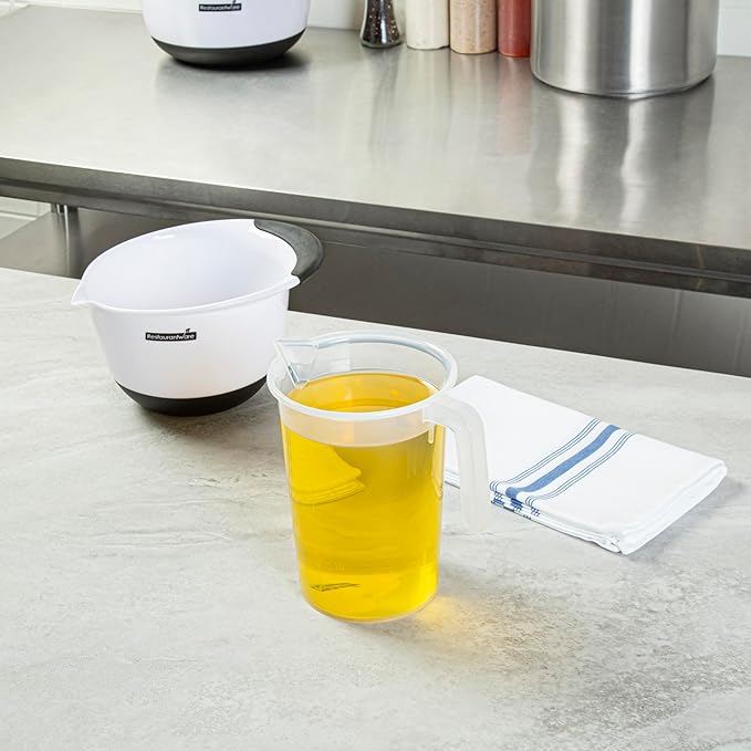 Restaurantware Measuring Cups, 1 Quart Pack of 10 Conical Spout Baking Measuring Cups, Liquid Scaling Vessels with I-Beam Handle, Embossed Graduations, Clear, Break and Crack Resistant for Baking