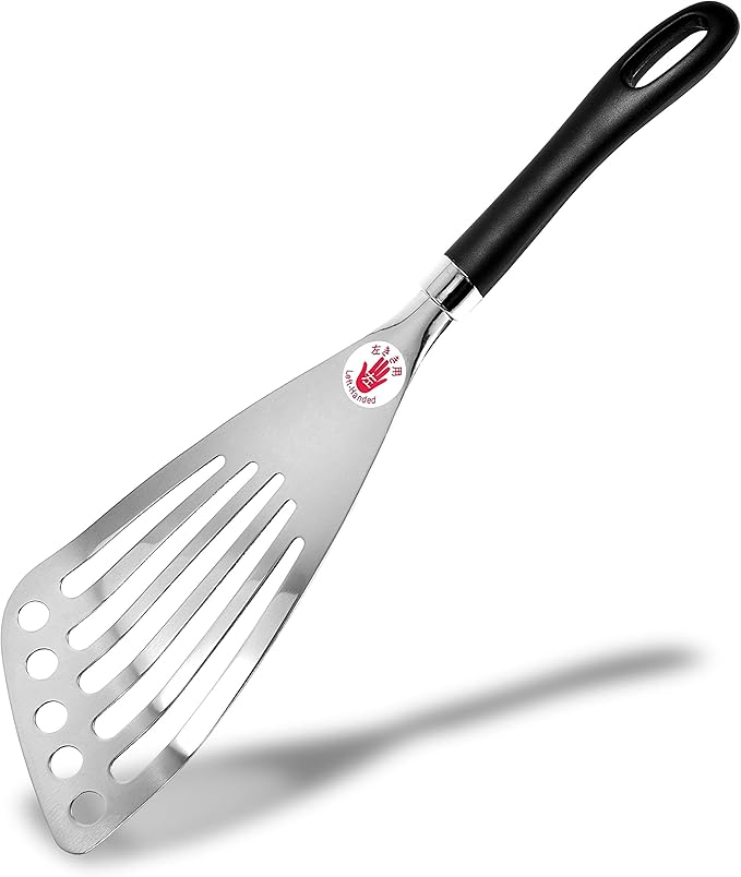Seki Japan Left Handed Spatula Stainless Steel Egg, Fish Spatula Cookware - Slotted Turner Egg Flipper Utensils 12” Left-Handed