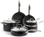 GreenPan Canterbury Hard Anodized Healthy Ceramic Nonstick, 10 Piece Cookware Pots and Pans Set, PFAS-Free, Dishwasher Safe, Oven Safe, Black