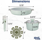 GoodCook Ceramic Cookware Set 5-Piece with Removable Handle, Induction Compatible, Nonstick and Oven Safe with 9.5-Inch Frypan, Sage Green