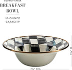 MACKENZIE-CHILDS Enamel Breakfast Bowl, Unique Soup Bowl or Cereal Bowl, Dinnerware, Black-and-White Courtly Check, Set of 1