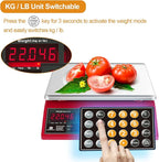 Price Computing Scale 66lb Digital Rechargeable Commercial Kitchen Weight for Produce Food Meat Fruit Vegetable with Dual Display, Give Change Function, 5 Direct Plus Included, Not for Trade