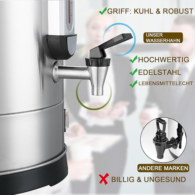 Coffee Percolator Large Coffee Maker 155 Cups Commercial Coffee Urn Electric Industrial Coffee Maker Hot Water Dispenser Tea Maker Machine for Catering, Church, Restaurant Dual Layer Stainless Steel