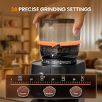 Conical Burr Coffee Grinder, Electric Coffee Beans Grinders for Home Use with 38 Grind Settings, One Touch Automatic Espresso Grinder Black