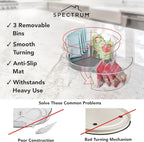 Spectrum Lazy Susan Organizer, Hexa 3 Divider with Removable Bins 11" - Lazy Susan Turntable for Cabinet, Refrigerator, Pantry, Table, & Shelf - Rotating & Spinning Pantry Organization & Storage