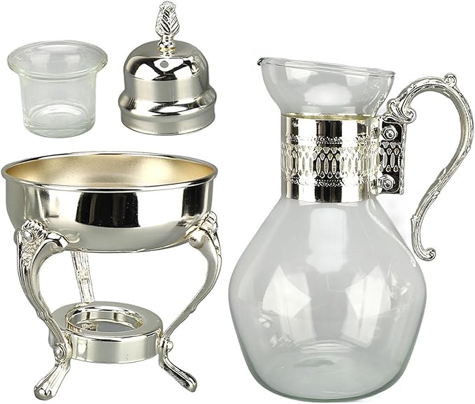 Vintage Turkish Coffee Pot Set, Decorative Glass Teapot Set, Heatable Glass Tea Kettle with Lid and Cup, Turkish Tea Set for Home Tea Party, Milk, Coffee, Hot Cold Tea