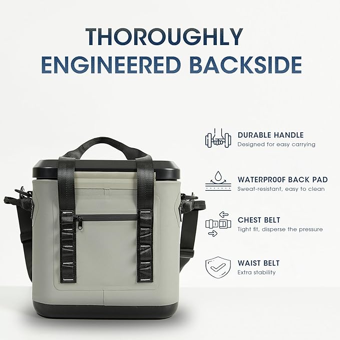 Magnetic Backpack Cooler Bag, Cold Retention Soft Coolers 30 Can Insulated Soft Sided Cooler with Waterproof Bag