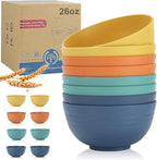 Wheat Straw Bowl Sets,8 PCS Unbreakable Cereal Bowl 26 OZ,Microwave and Dishwasher Safe Bowls,Bowl Sets for Camping and Picnic BPA Free Colorful Salad Bowls for Serving Soup,Oatmeal and Fruit Etc…