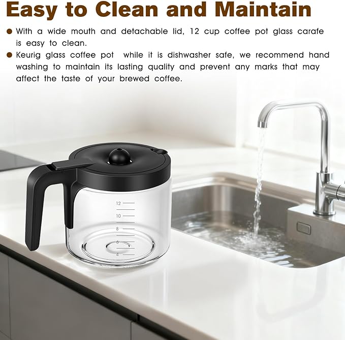 Coffee Maker 12-Cup Glass Coffee Pot Replacement Keurig K-Duo 5100 Single Serve K-Cup Pod & Carafe Coffee Maker (NOT Fit Other Keurig K-Duo Carafe Replacement)