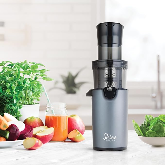 Shine SJX-1 Easy Cold Press Juicer with XL Feed Chute and Compact Body, Gray