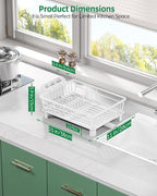 Dish Drying Rack for Kitchen Counter, Stainless Steel Drainer Anti Rust, Smart Drainage System Drainboard with Detachable Cutlery Holder, Handwash Dish Helper for Home, Apartment Space Saving