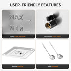 WILPREP Commercial Food Warmer with Two 1/2 Pans, 1500W Countertop Electric Steam Table, 86-185°F Adjustable Temp Control & Over-Temp Protection, Stainless Steel Buffet Bain Marie