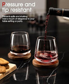 Stemless Wine Glasses Set of 4 13.5oz, Hand Blown Red White Wine Glasses Unique Gifts for Him Her for Birthday, Wedding, Christmas, Anniversary