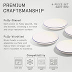 Made In Cookware - Set of 4 - Entrée Bowls - White With Navy Rim - Porcelain - Crafted in England
