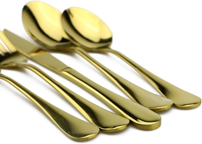 30-Piece 18/0 Stainless Steel Classical Flatware Set, Mirror Polishing Gold, Service for 6