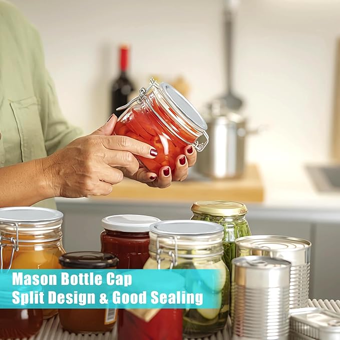 Canning Lids Regular Mouth, 200 Count 70MM Mason Jar Split-Type Metal Canning Lids for Ball, Kerr, Canning Jar lids Bulk, Food Grade Material Reusable Leak Proof Lids with Silicone Seals Rings