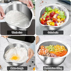 KesaPlan Rice Washer Strainer Bowl, 4-in-1 Washer Bowl Stainless Steel Rice Rinser Strainer Sink Colanders With Side Drainers for Cleaning Fruits, Vegetables, and Beans, Versatile Kitchen Tool