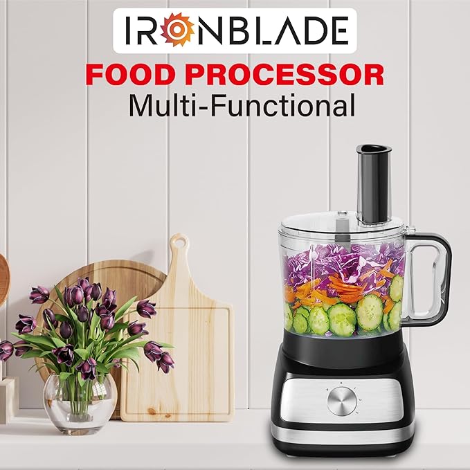 EMB IronBlade series 5-in-1 Food Processor, 1.5L Bowl, 4-Speed Control, Multi-Functional for Slicing, Shredding, Chopping, Kneading