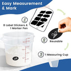 4 Pack 18QT Round Food Storage Containers with Lids, BPA-Free Polypropylene NSF Commercial Food Container, with Labels & Measuring Cup