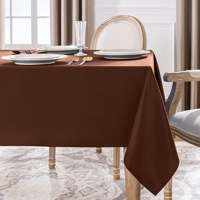 Softalker Rectangle Tablecloth, Waterproof & Stain Resistant Table Cloths Wrinkle Free Fabric Washable 210GSM Polyester Table Cover for Dining/Party/Outdoor - 60 x 120 inch,Chocolate