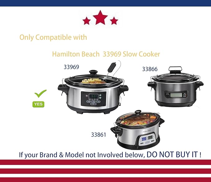 Oval Glass Lid Compatible with Hamilton Beach Slow Cooker (6quart) Model 33969 33866 33861, The Silicon Ring around the lid help to seal the pot, Clips help to lock the lid.