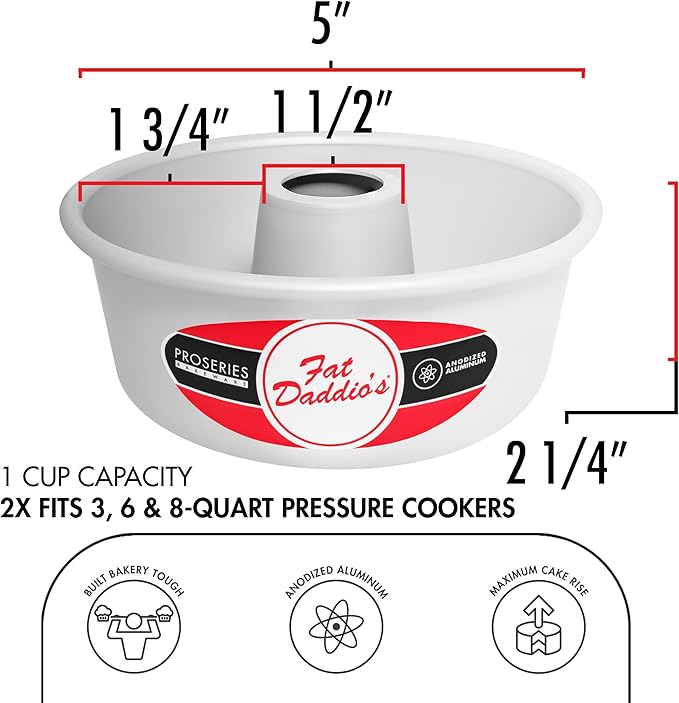 Fat Daddio's RMP-5 Anodized Aluminum Small Ring Mold Pan, 5 x 2.25 inch, Silver