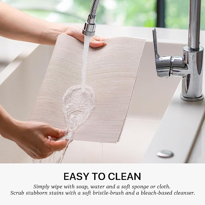 LEXMORE PVC Woven Placemats 4 PCS Wipeable Indoor/Outdoor Table Mats Washable Vinyl Place Mats for Dining Table, Set of 4-Beige