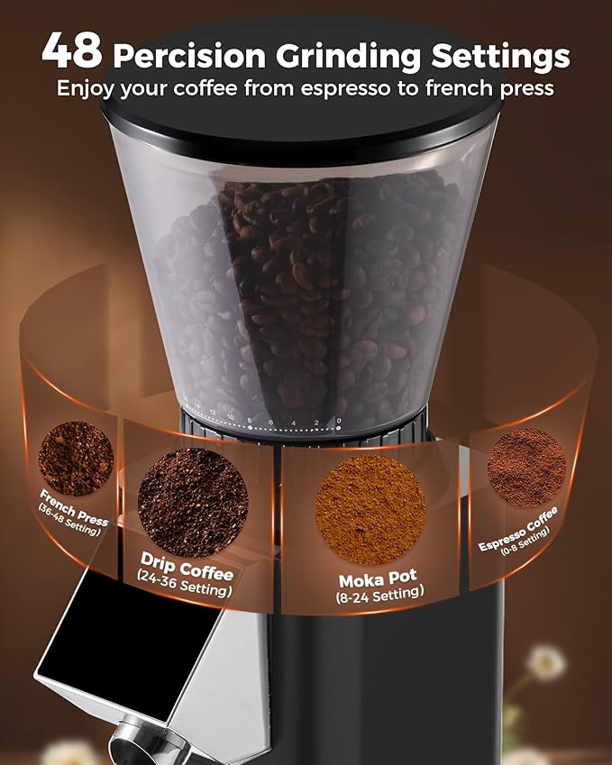 Tuni E2 𝑬𝒔𝒑𝒓𝒆𝒔𝒔𝒐 𝑴𝒂𝒄𝒉𝒊𝒏𝒆 with G1 Noir 𝑪𝒐𝒏𝒊𝒄𝒂𝒍 𝑪𝒐𝒇𝒇𝒆𝒆 𝑮𝒓𝒊𝒏𝒅𝒆𝒓 and 𝑩𝒐𝒕𝒕𝒐𝒎𝒍𝒆𝒔𝒔 𝑷𝒐𝒓𝒕𝒂𝒇𝒊𝒍𝒕𝒆𝒓 Set | 48 Grind Settings | Professional Home Barista Kit