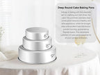 Leonyo Tall Round Cake Pans, 6’’- 8’’- 9½’’ Cake Pan Set for 3, Stainless Steel Round Layer Baking Tier Cake Pans Set, 3-Tiered Cake Tins for Birthday Wedding, Non Toxic & Healthy, Dishwasher Safe
