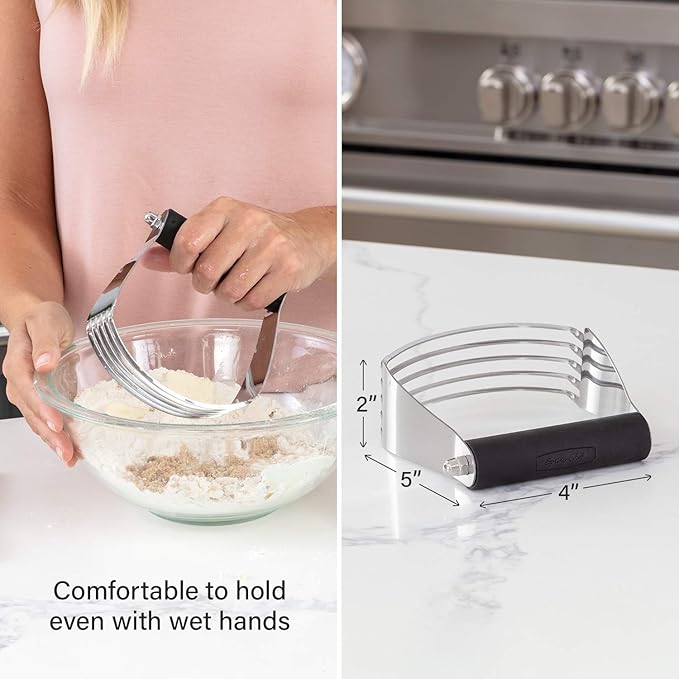 Spring Chef Dough Blender, Top Professional Pastry Cutter with Heavy Duty Stainless Steel Blades, Large Size, Black