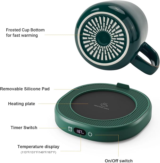 Coffee Mug Warmer & You are Awesome Mug Set, Electric Cup Warmer with Auto Shut Off, 4 Temperature Setting Smart Beverage Warmer, 8-Hours Auto Shut Off