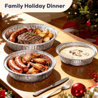 Fit Meal Prep 45 pack 9" Round Aluminum Foil Pans with Clear Dome Lids, Pie Tins Disposable 9 inch with Lids, Take Out Containers, Freezer Oven Safe Aluminum Baking Pans for Storing, Cooking, Storage