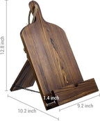MyGift Cookbook Stand Recipe Book Holder with Brown Wood Cutting Board Design, Cookbook Holder for Countertop Display