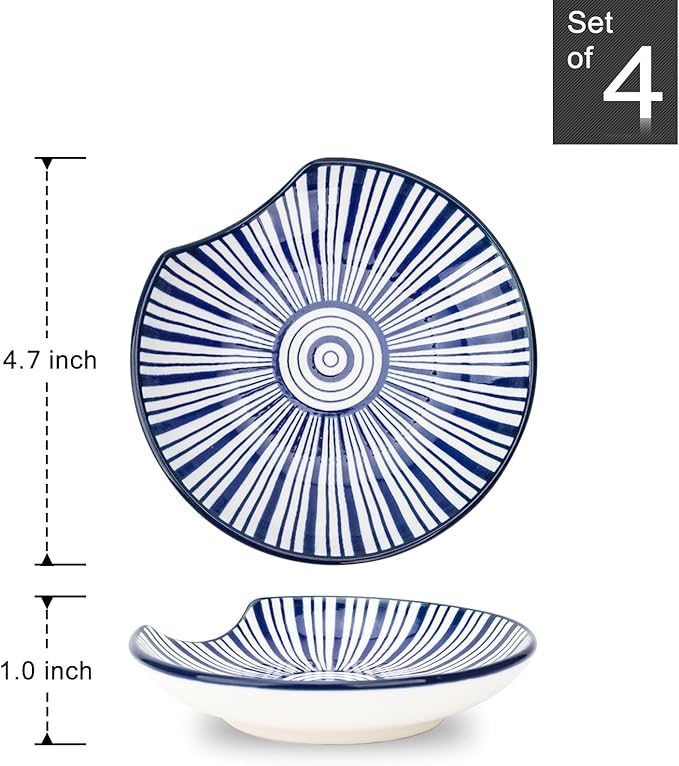 KitchenTour Ceramic Spoon Rest, 4.7 inch Coffee Spoon Holder for Kitchen Counter, Spoon Rest for Stove Top, Cooking Utensil Rest Holder for Ladle, Spatula, Set of 4