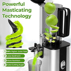Cold Press Juicer, 5.3" Wide Feed Chute Juice Extractor Machine with 400W, High Juice Yield, Slow Masticating Juicer for Whole Vegetables & Fruits, Stainless Steel