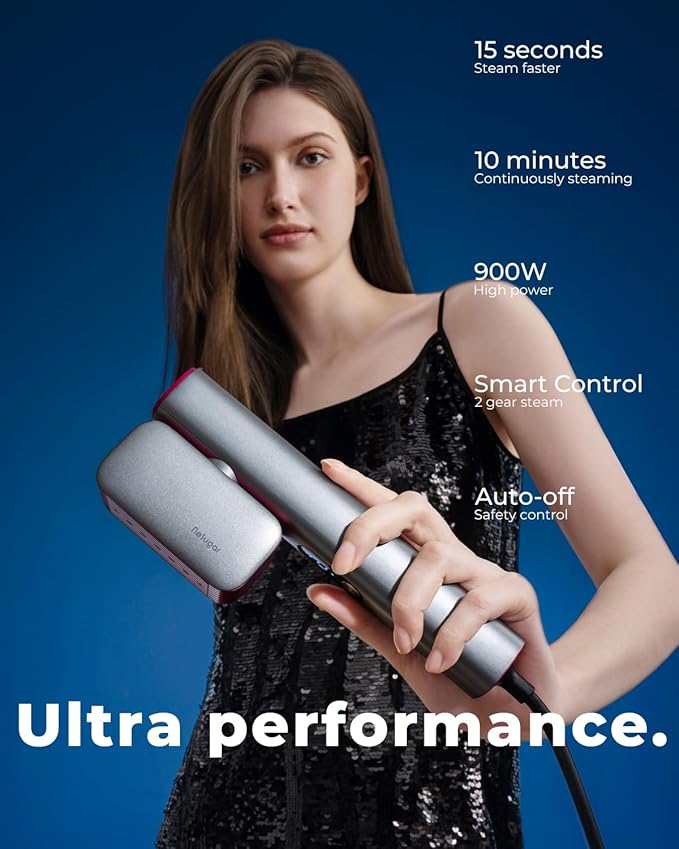 G2 Pro Smart Handheld Steamer for Clothes – Global Voltage Adaptation, Palm-Sized & Lightweight (0.8lb), Dual Steam Modes, Easy Wrinkle Remover, Auto Shut-Off, for Travel & Home (100-240v)