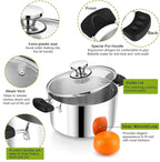 5 Quart 3-Ply Cooking Stock Pot with Lid, P&P CHEF Stainless Steel Large Pot for Pasta Soup, Work on Multi Stove, Heavy Duty & Dishwasher Safe, Dual Heat-resistant Handles & Visible Lid